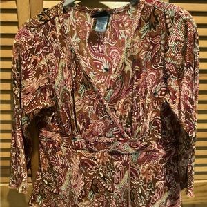 Elegant Paisley Wrap Blouse